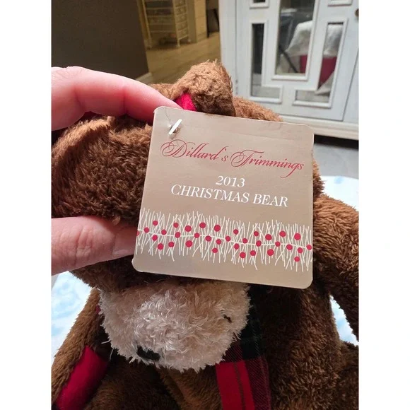 Animal Adventure 2013 Dillard's Christmas Bear Brown Plaid Plush Teddy Bear 14" - Picture 16 of 16